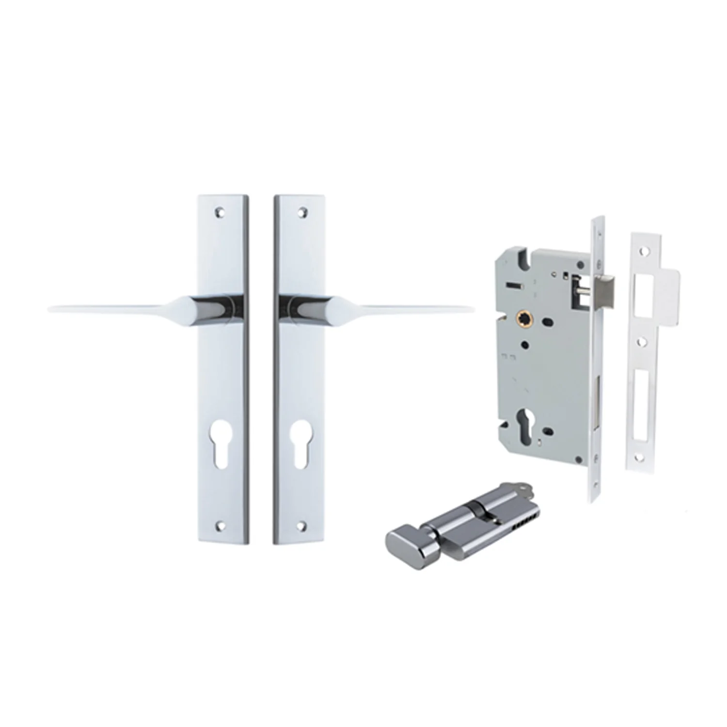 Iver Como Door Lever Handle on Rectangular Backplate Entrance Kit Key/Thumb - Image 8