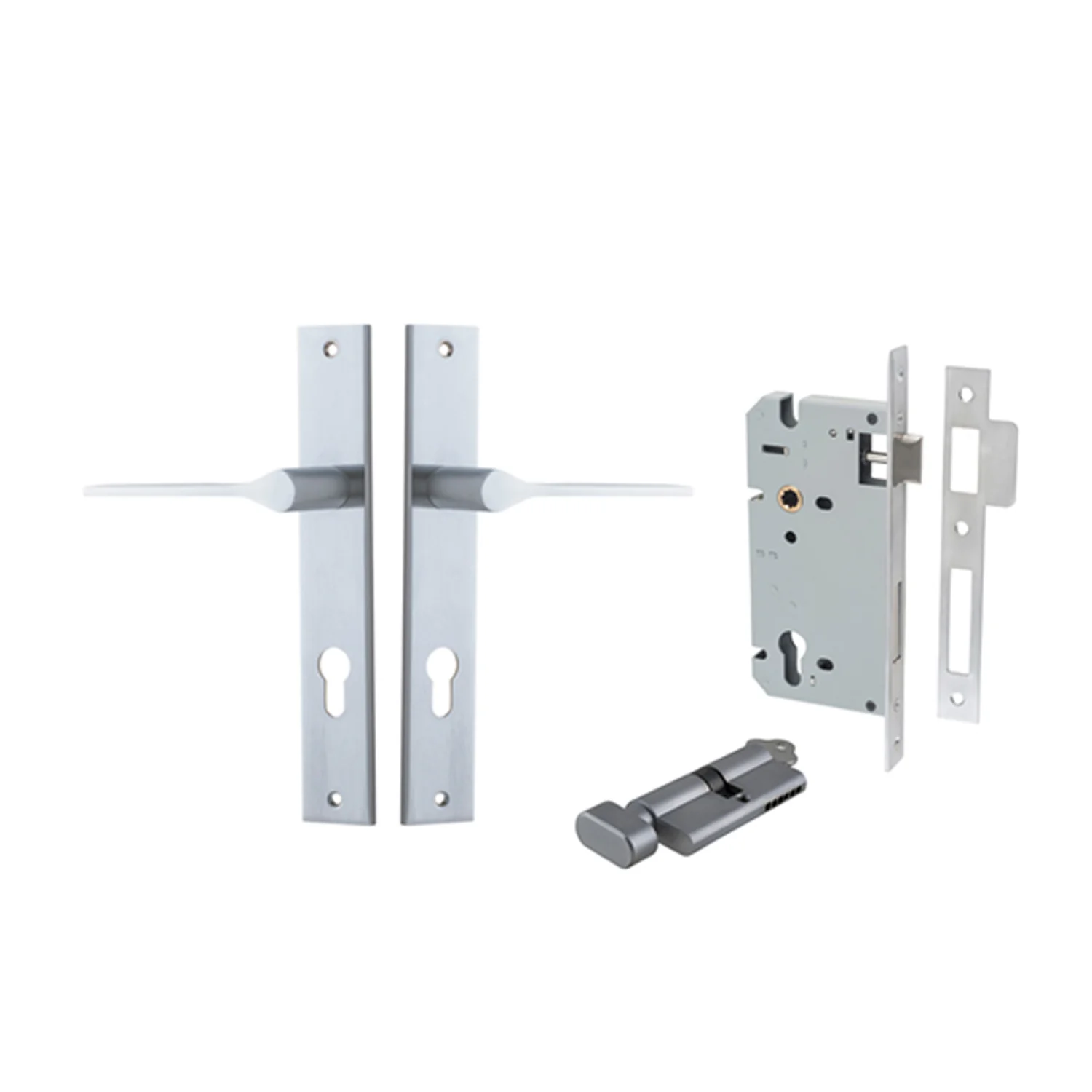 Iver Como Door Lever Handle on Rectangular Backplate Entrance Kit Key/Thumb - Image 9