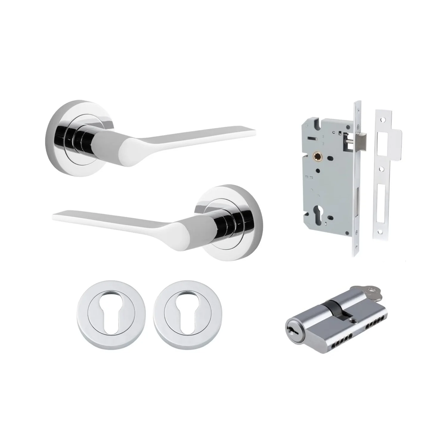 Iver Como Door Lever Handle on Round Rose Entrance Kit Key/Key - Available in Various Finishes - Image 10