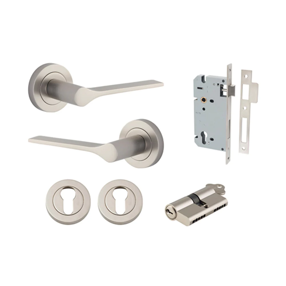 Iver Como Door Lever Handle on Round Rose Entrance Kit Key/Key - Available in Various Finishes - Image 12