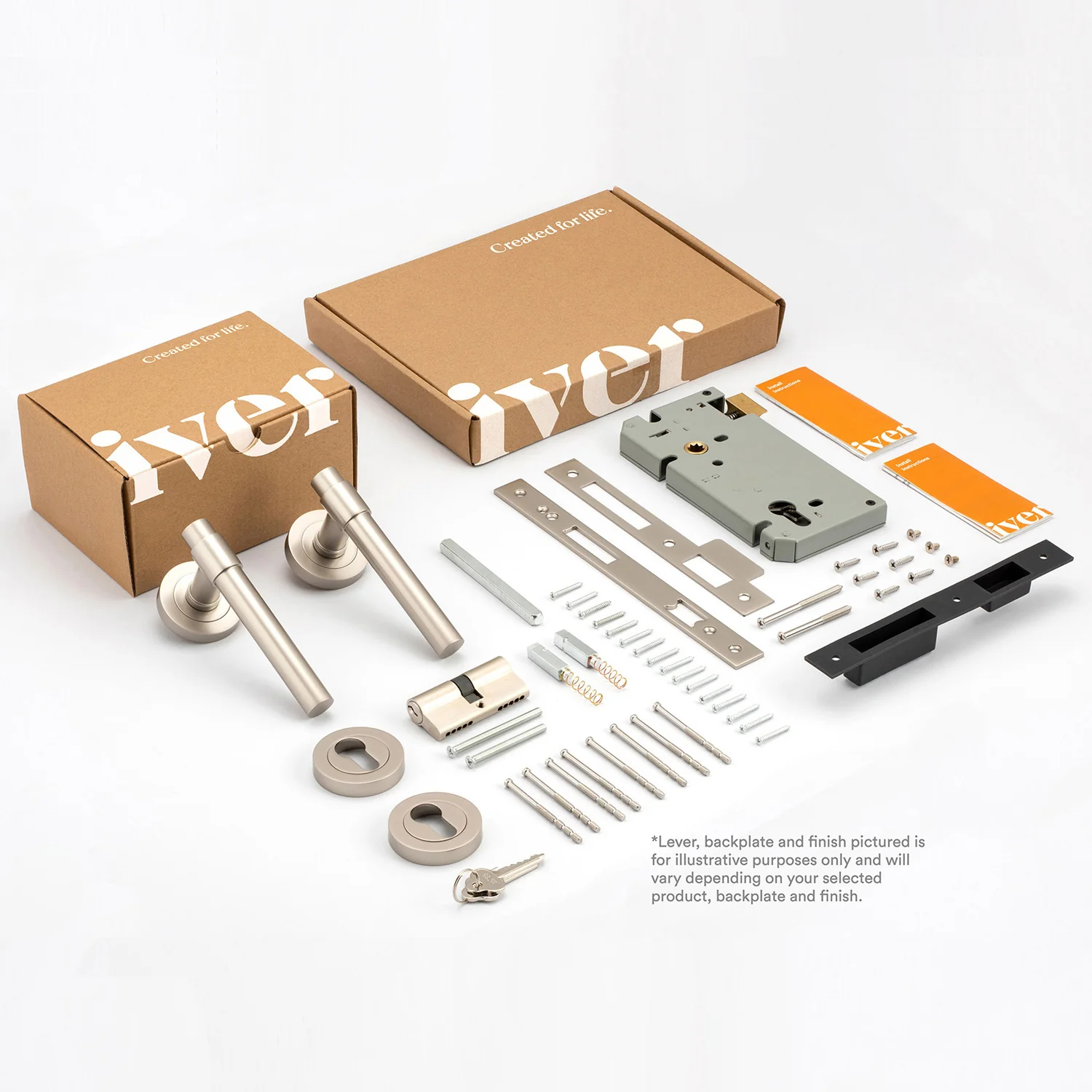 Iver Como Door Lever Handle on Round Rose Entrance Kit Key/Key - Available in Various Finishes - Image 2