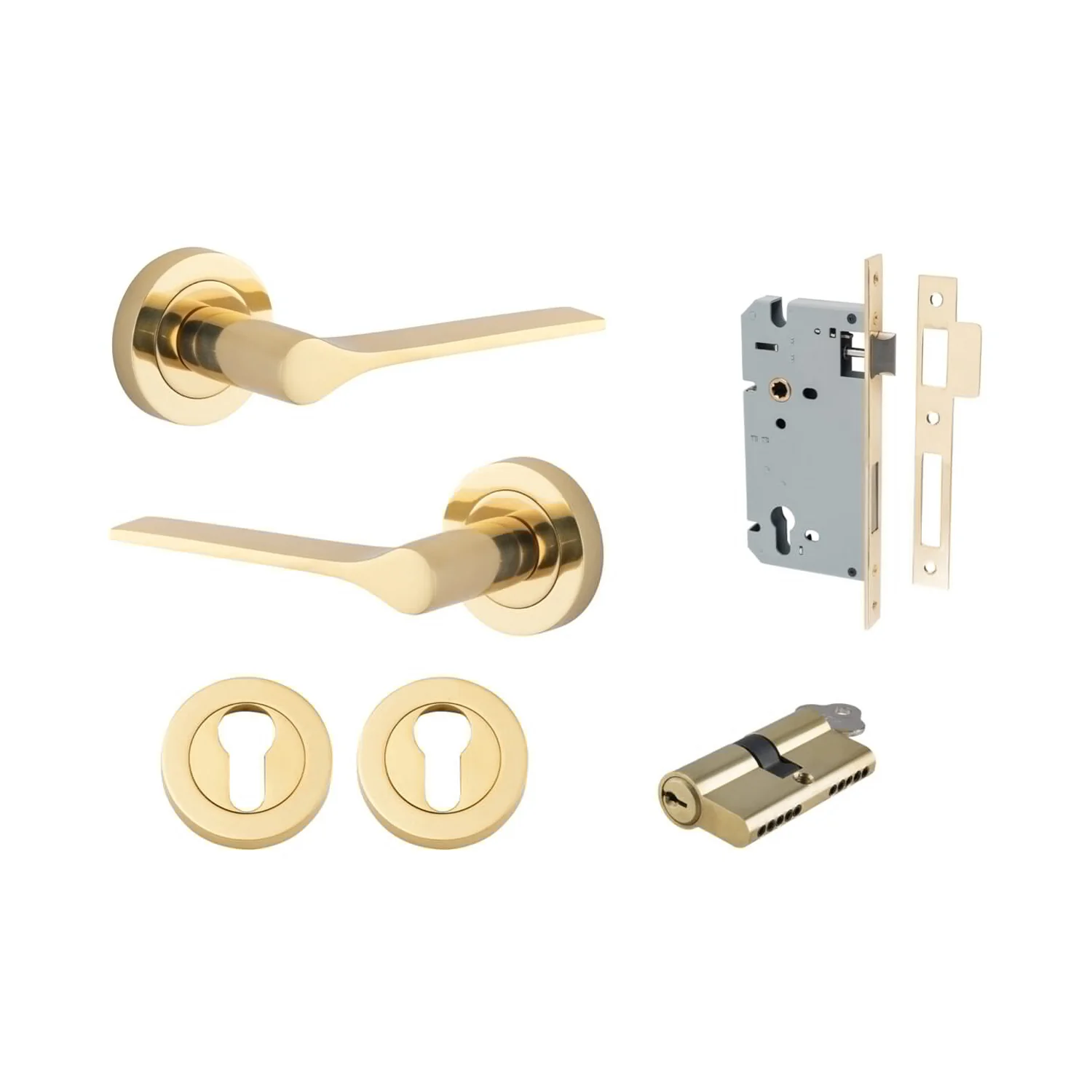 Iver Como Door Lever Handle on Round Rose Entrance Kit Key/Key - Available in Various Finishes - Image 7