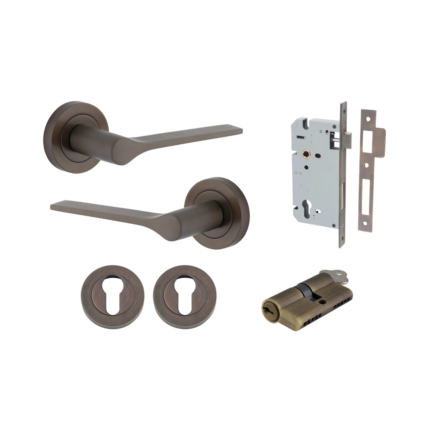 Iver Como Door Lever Handle on Round Rose Entrance Kit Key/Key - Available in Various Finishes - Image 8