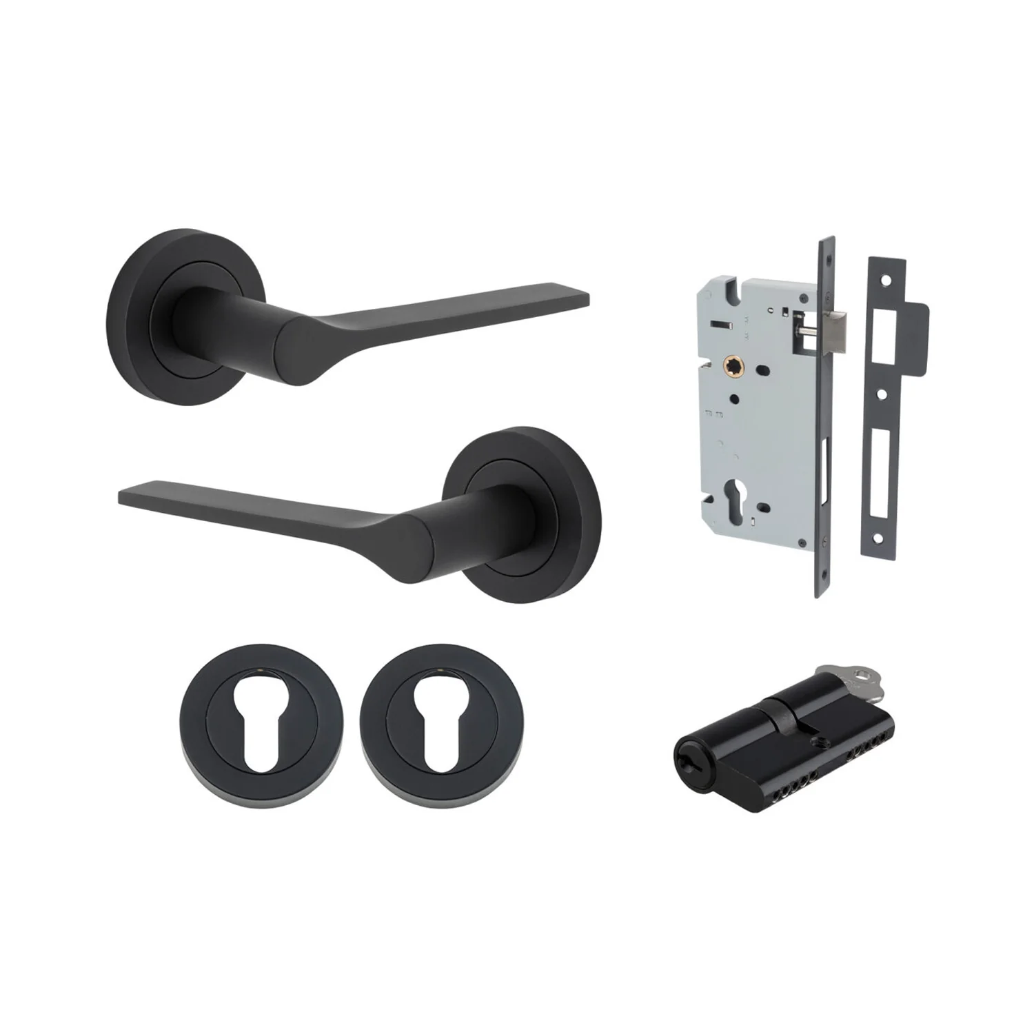 Iver Como Door Lever Handle on Round Rose Entrance Kit Key/Key - Available in Various Finishes - Image 9