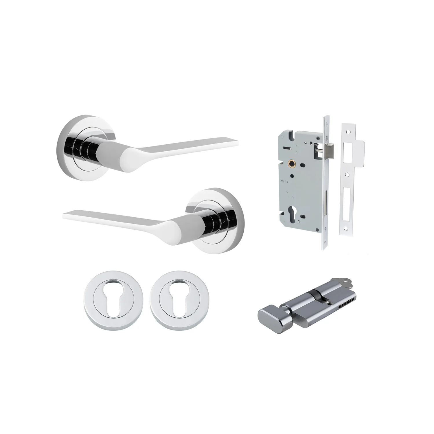 Iver Como Door Lever Handle on Round Rose Entrance Kit Key/Thumb - Available in Various Finishes - Image 10