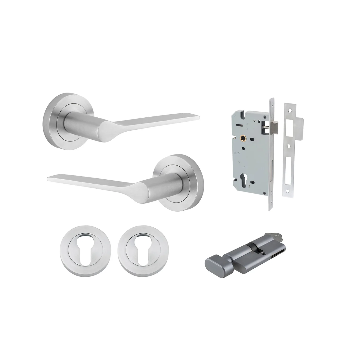 Iver Como Door Lever Handle on Round Rose Entrance Kit Key/Thumb - Available in Various Finishes - Image 11
