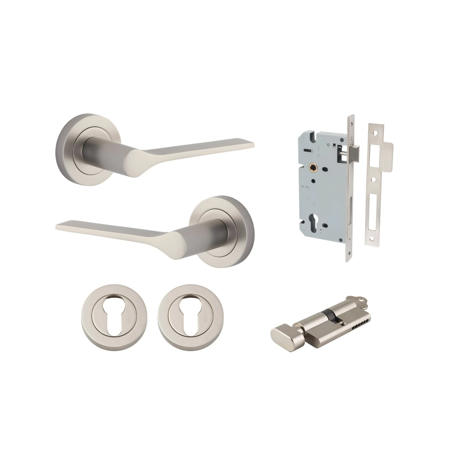 Iver Como Door Lever Handle on Round Rose Entrance Kit Key/Thumb - Available in Various Finishes - Image 12