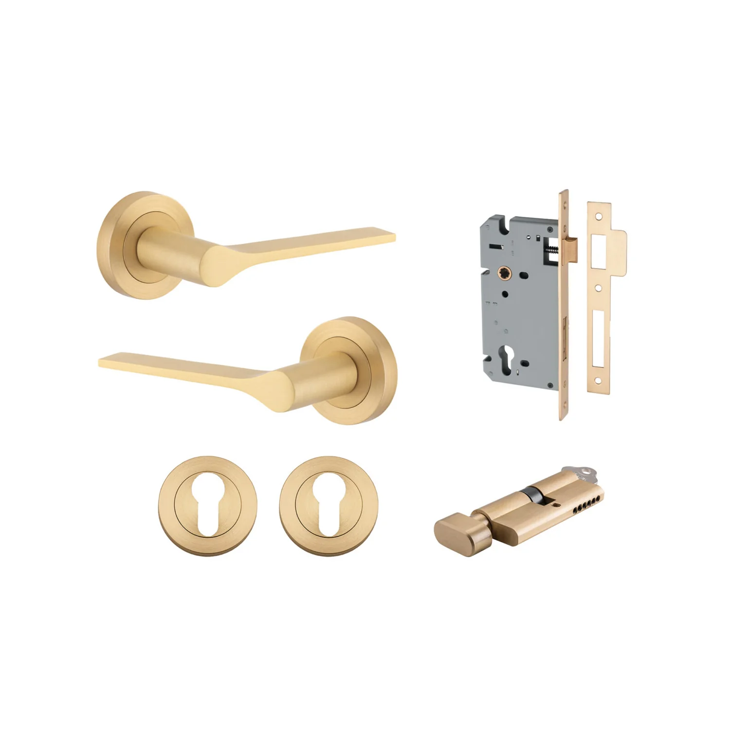 Iver Como Door Lever Handle on Round Rose Entrance Kit Key/Thumb - Available in Various Finishes - Image 13