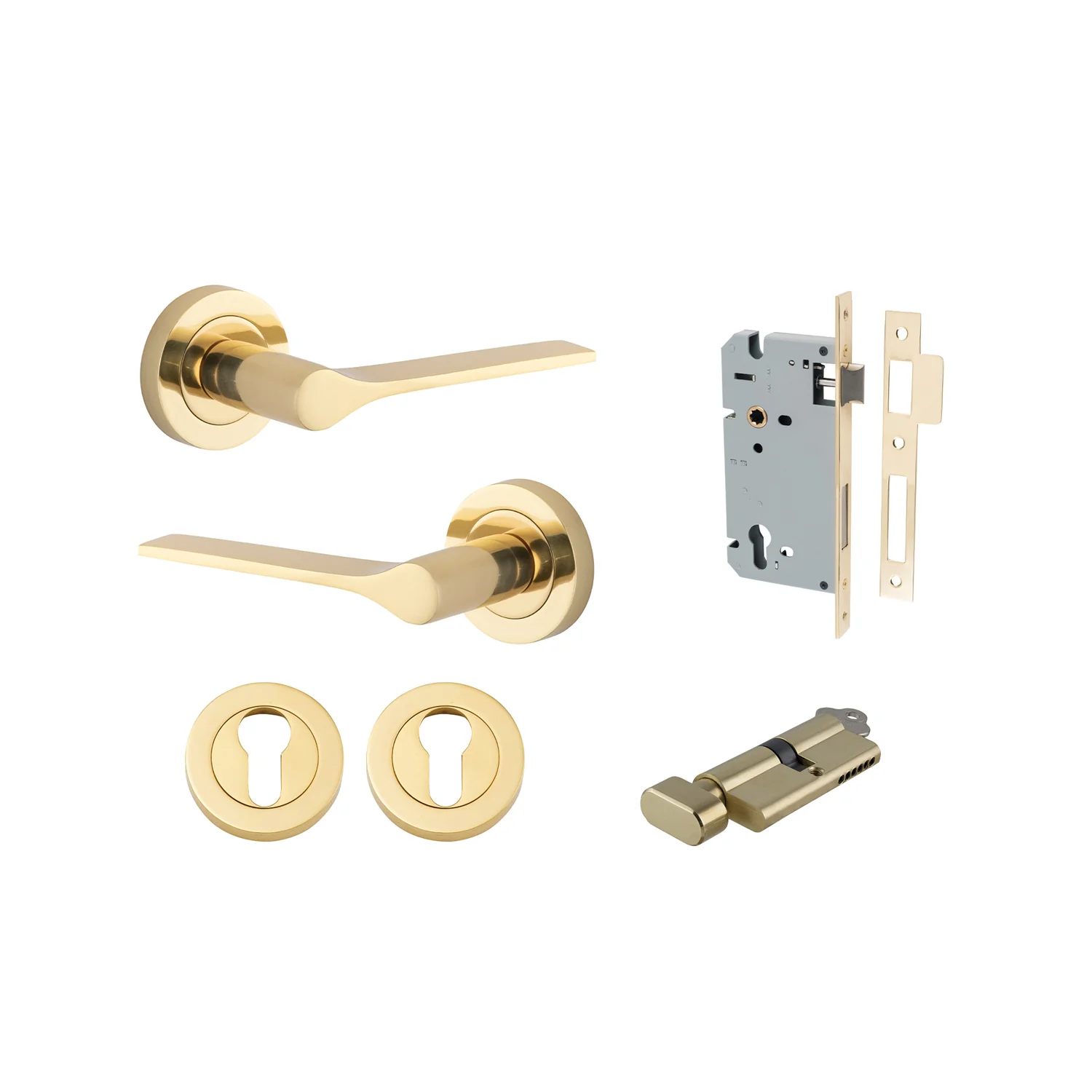 Iver Como Door Lever Handle on Round Rose Entrance Kit Key/Thumb - Available in Various Finishes - Image 7