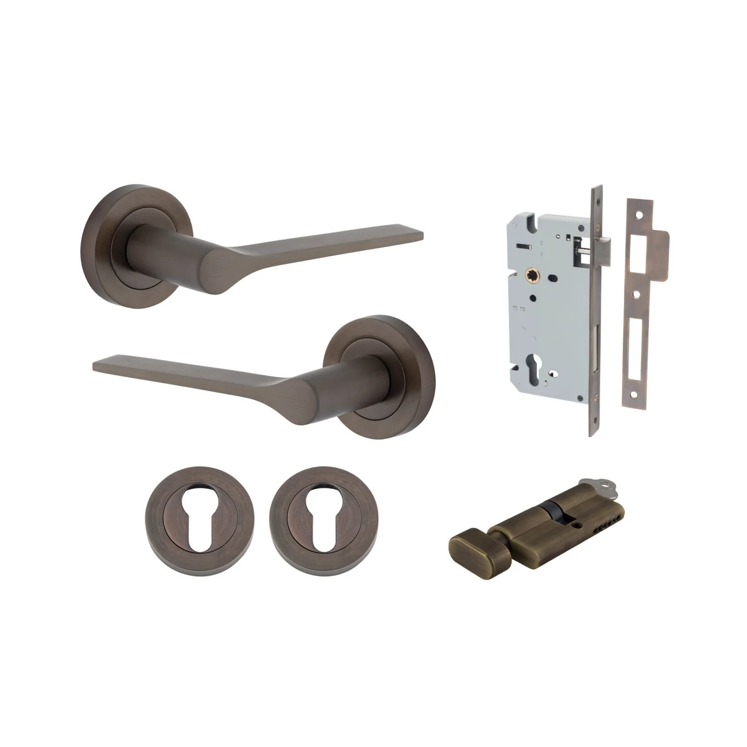 Iver Como Door Lever Handle on Round Rose Entrance Kit Key/Thumb - Available in Various Finishes - Image 8