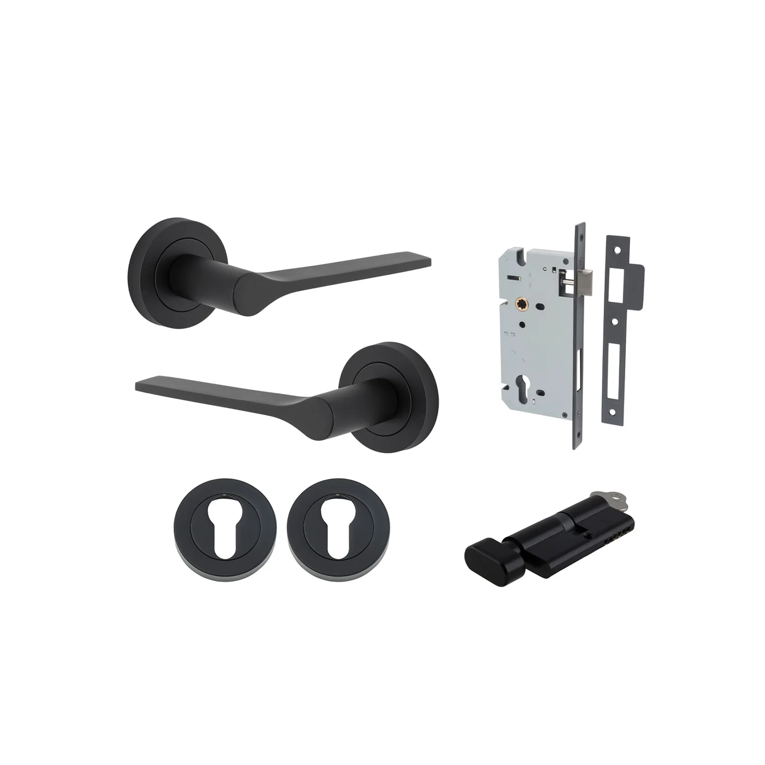 Iver Como Door Lever Handle on Round Rose Entrance Kit Key/Thumb - Available in Various Finishes - Image 9