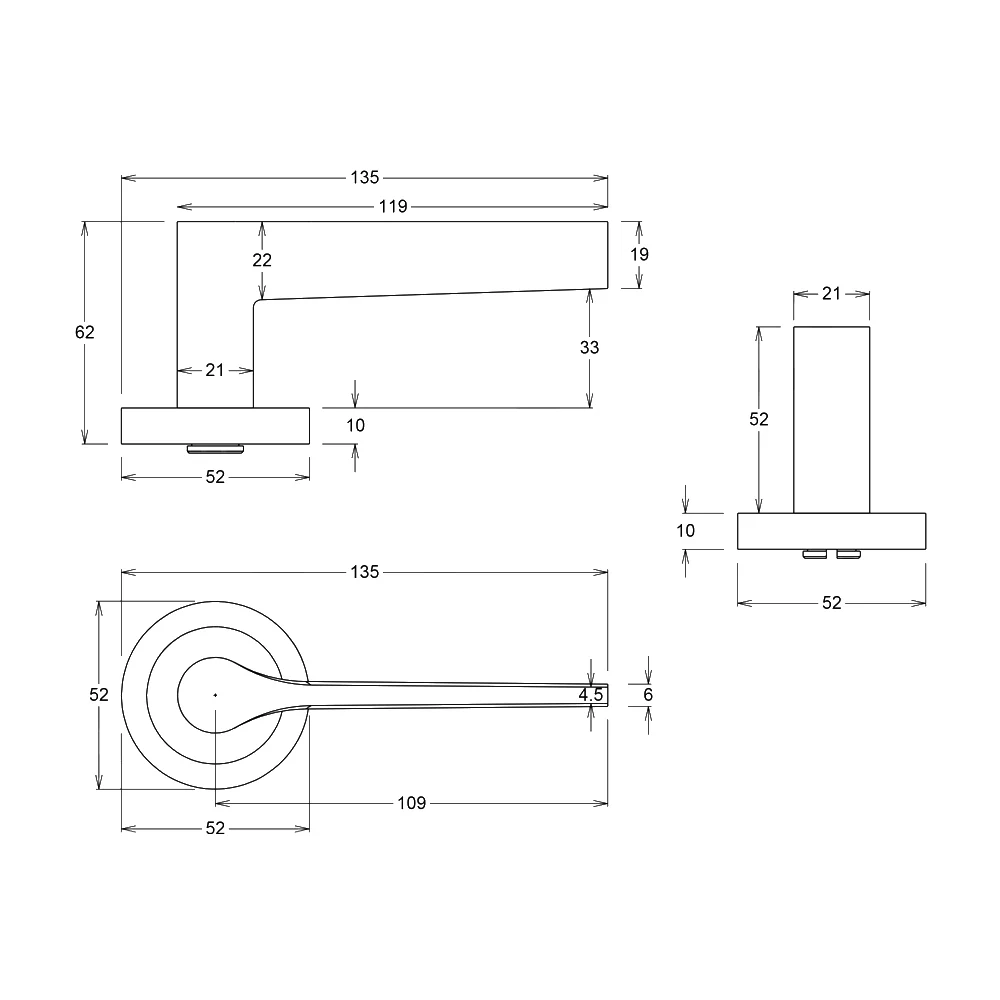 Iver Como Door Lever Handle on Round Rose Passage - Image 3