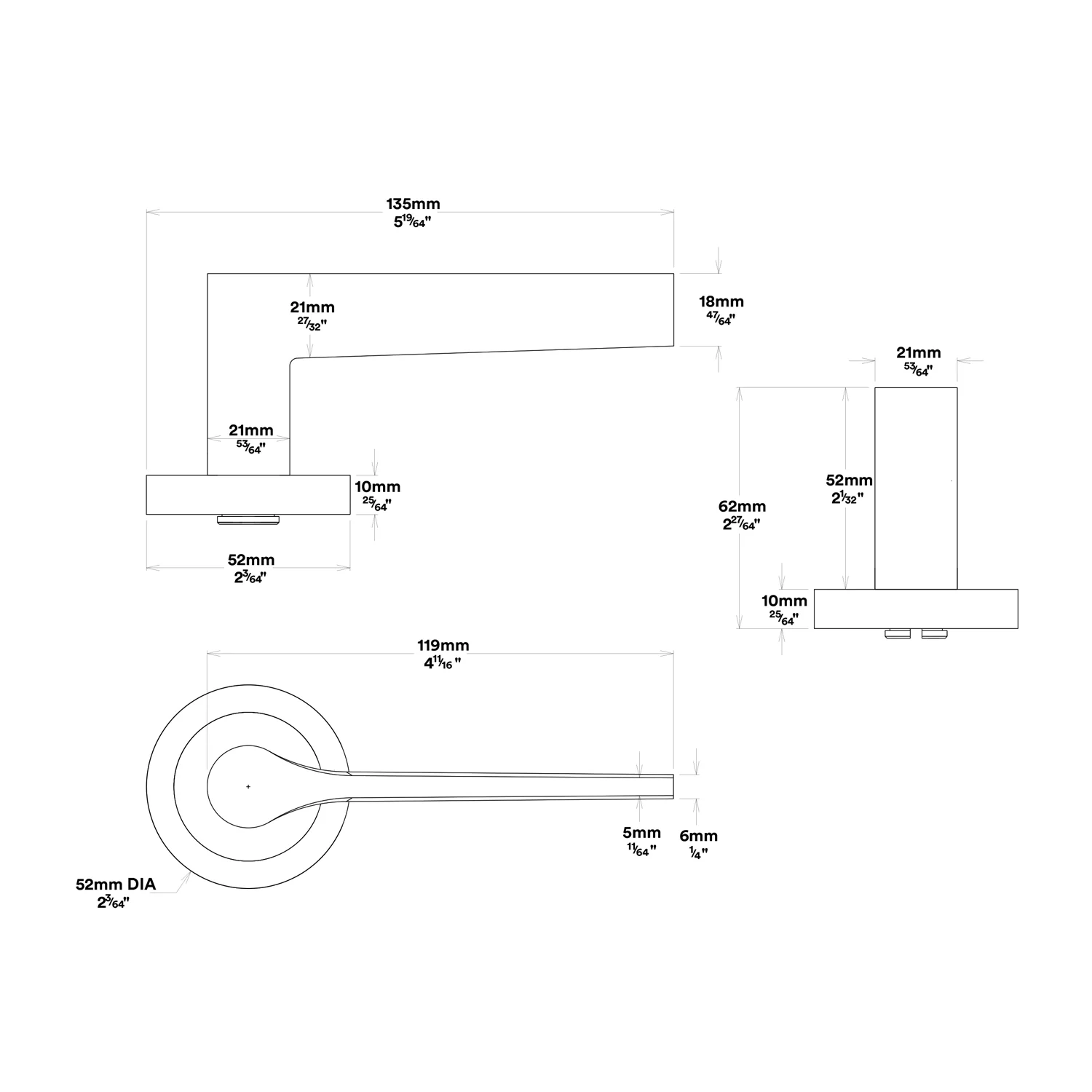 Iver Como Door Lever Handle on Round Rose Passage Kit - Available in Various Finishes - Image 2