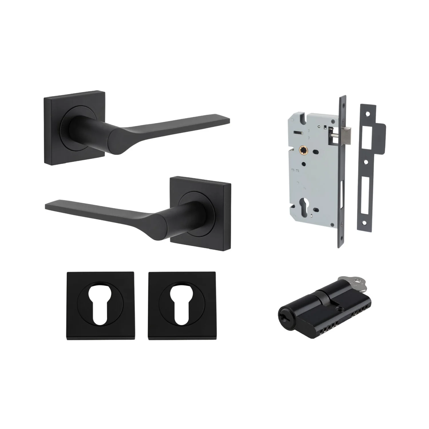 Iver Como Door Lever Handle on Square Rose Entrance Kit Key/Key - Available in Various Finishes - Image 9