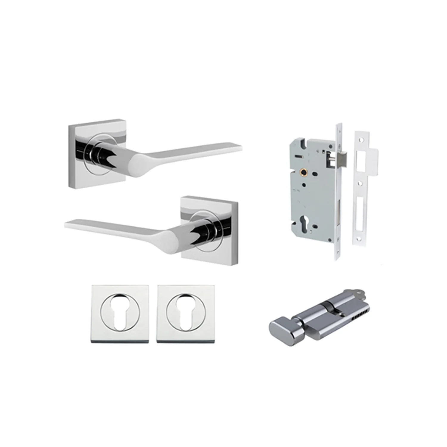 Iver Como Door Lever Handle on Square Rose Entrance Kit Key/Thumb - Available in Various Finishes - Image 10