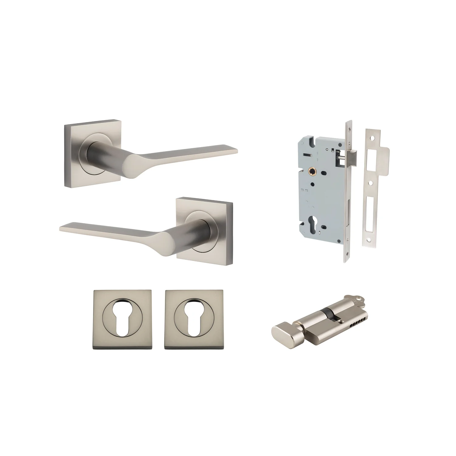 Iver Como Door Lever Handle on Square Rose Entrance Kit Key/Thumb - Available in Various Finishes - Image 12