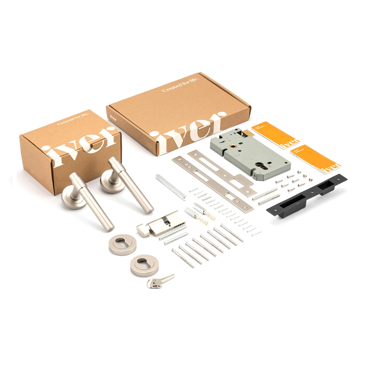 Iver Como Door Lever Handle on Square Rose Entrance Kit Key/Thumb - Available in Various Finishes - Image 2