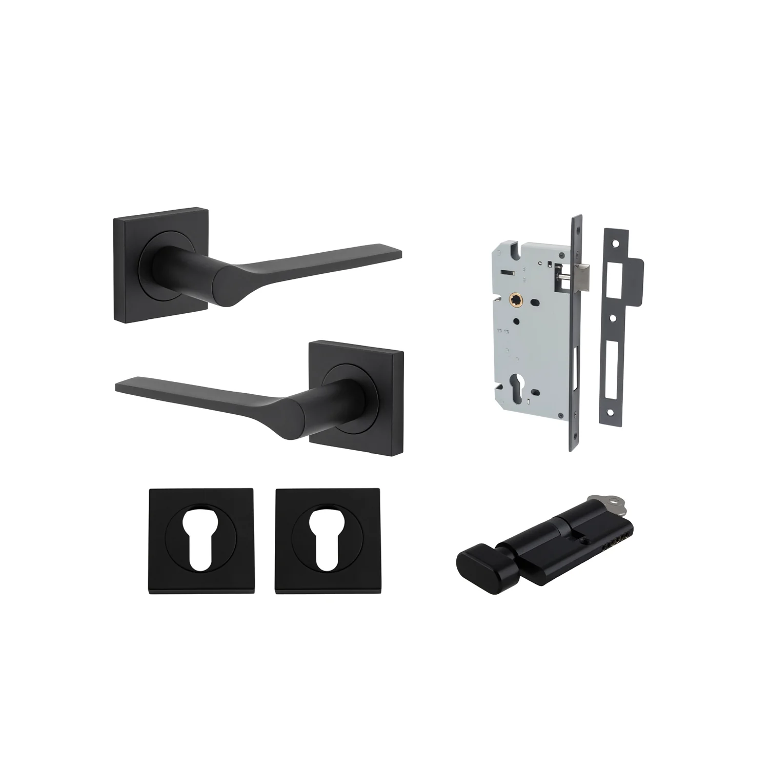 Iver Como Door Lever Handle on Square Rose Entrance Kit Key/Thumb - Available in Various Finishes - Image 9