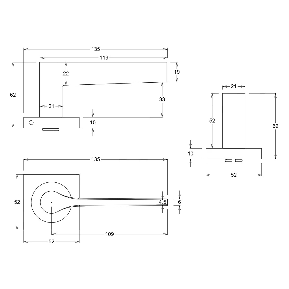 Iver Como Door Lever Handle on Square Rose Passage - Image 3