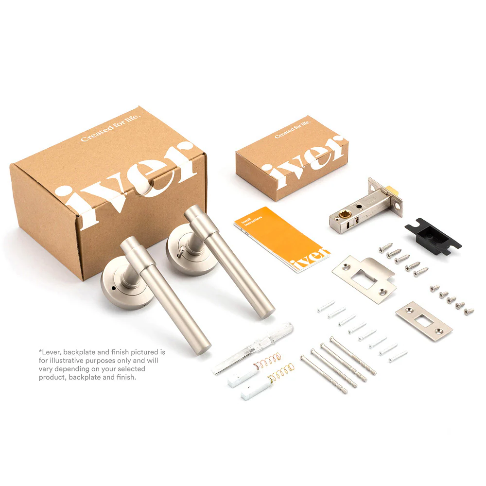 Iver Como Door Lever on Round Rose Inbuilt Privacy Kit - Available in Various Finishes - Image 2