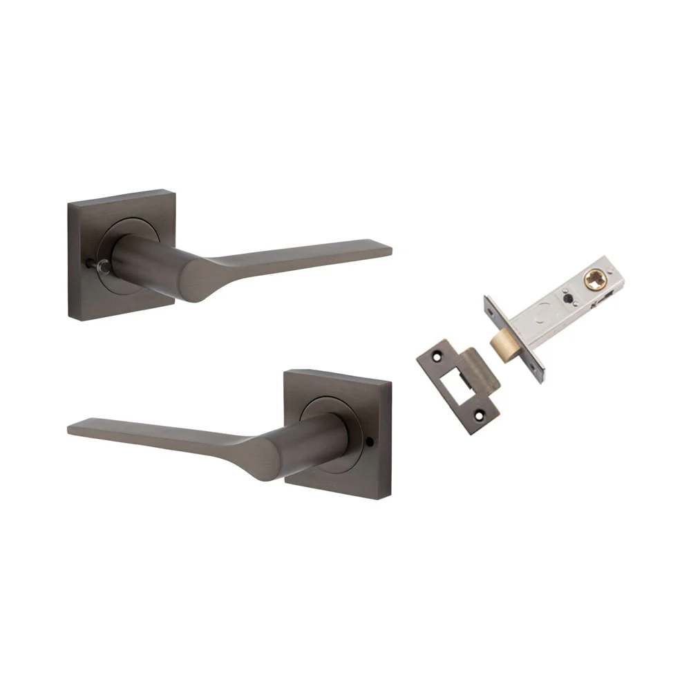 Iver Como Door Lever on Square Rose Inbuilt Privacy Kit 60mm Backset - Available in Various Finishes - Image 6