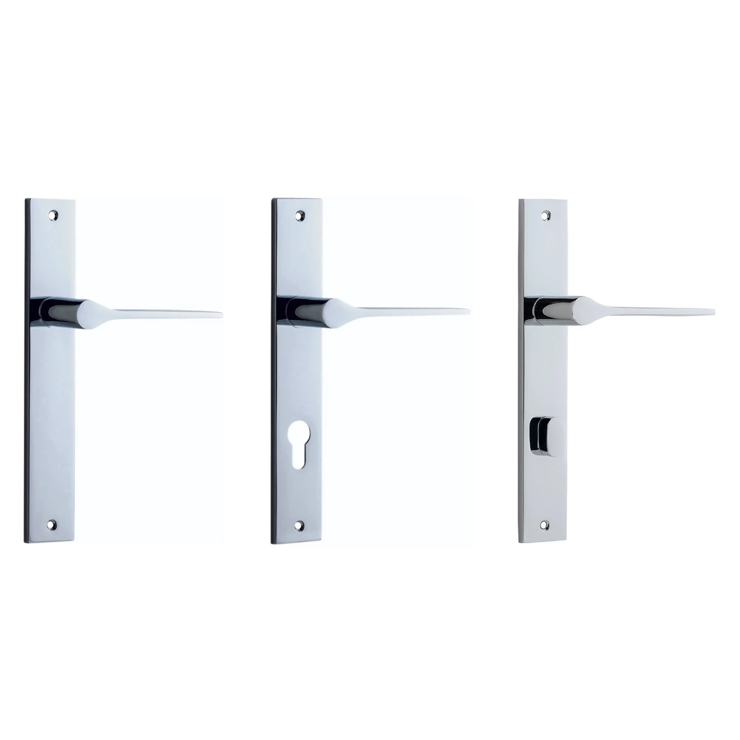 Iver Como Door Lever Handle on Rectangular Backplate Polished Chrome
