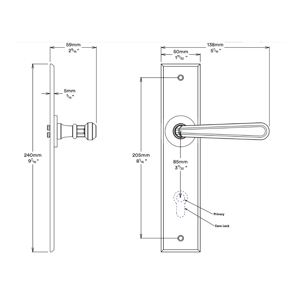 Iver Copenhagen Door Lever Handle on Chamfered Backplate Distressed Nickel - Image 2