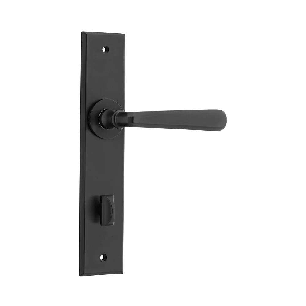 Iver Copenhagen Door Lever Handle on Chamfered Backplate Matt Black - Image 5