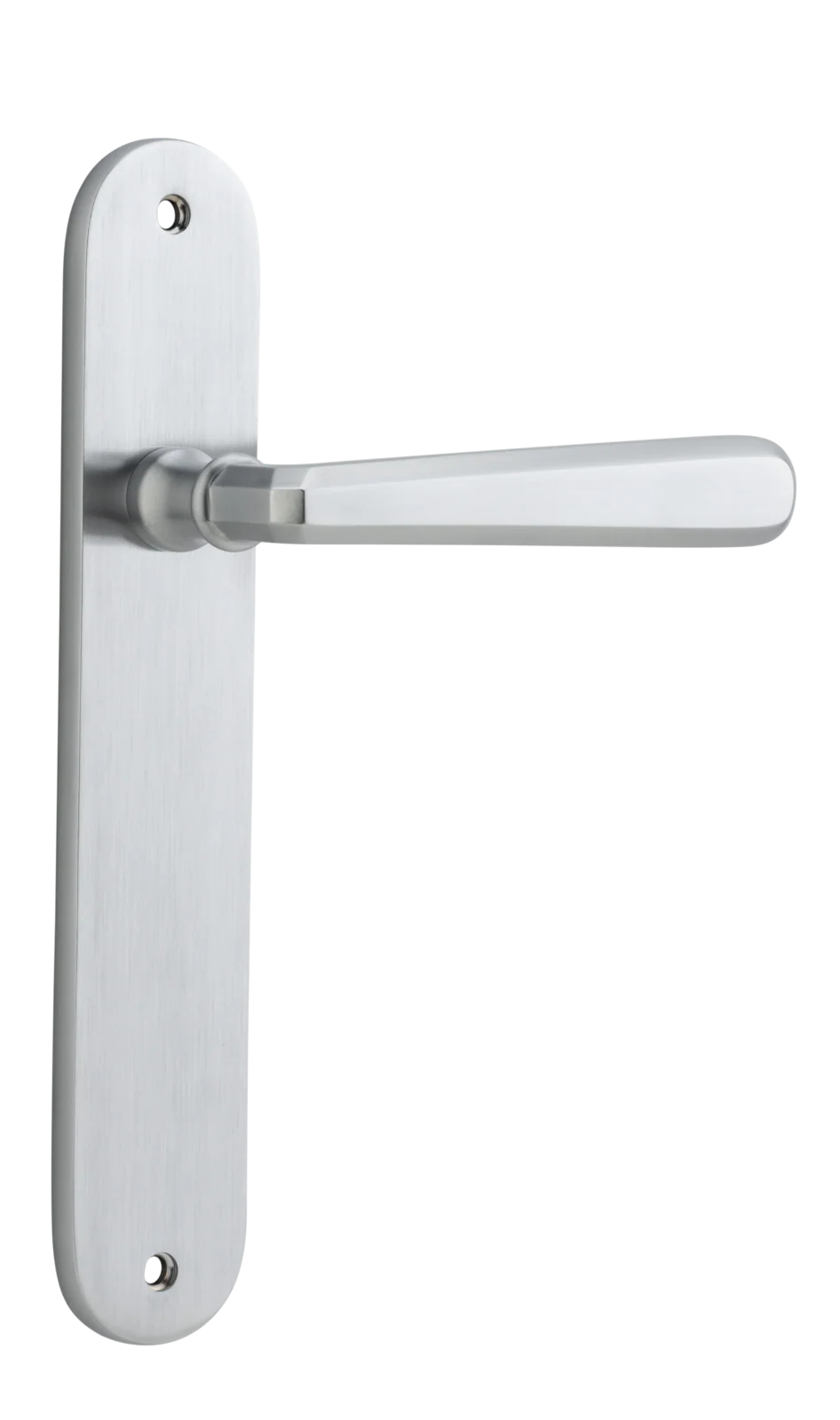 Iver Copenhagen Door Lever Handle on Oval Backplate Brushed Chrome - Image 2