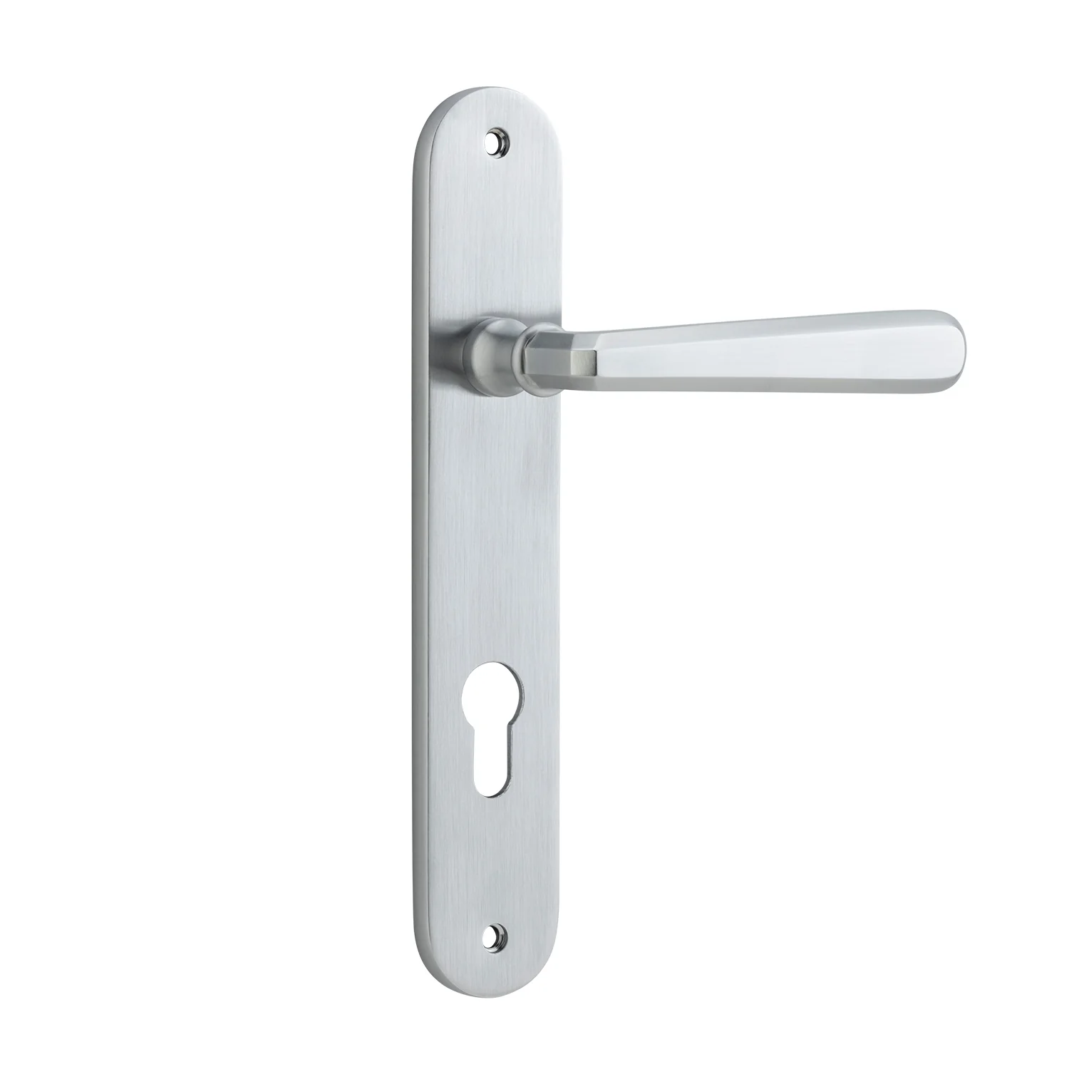 Iver Copenhagen Door Lever Handle on Oval Backplate Brushed Chrome - Image 3