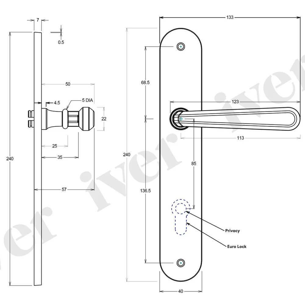 Iver Copenhagen Door Lever Handle on Oval Backplate Satin Nickel - Image 3