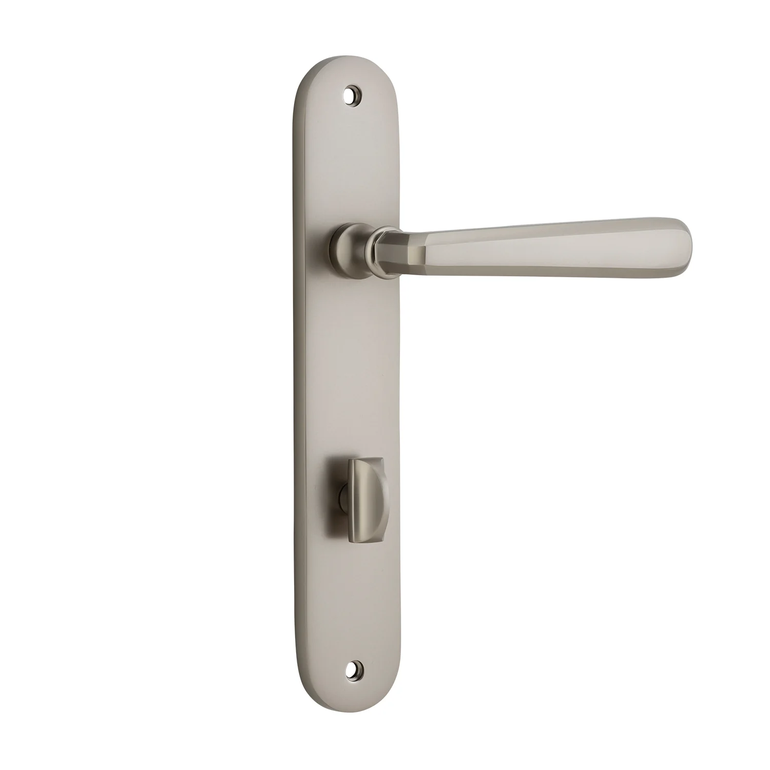 Iver Copenhagen Door Lever Handle on Oval Backplate Satin Nickel - Image 6