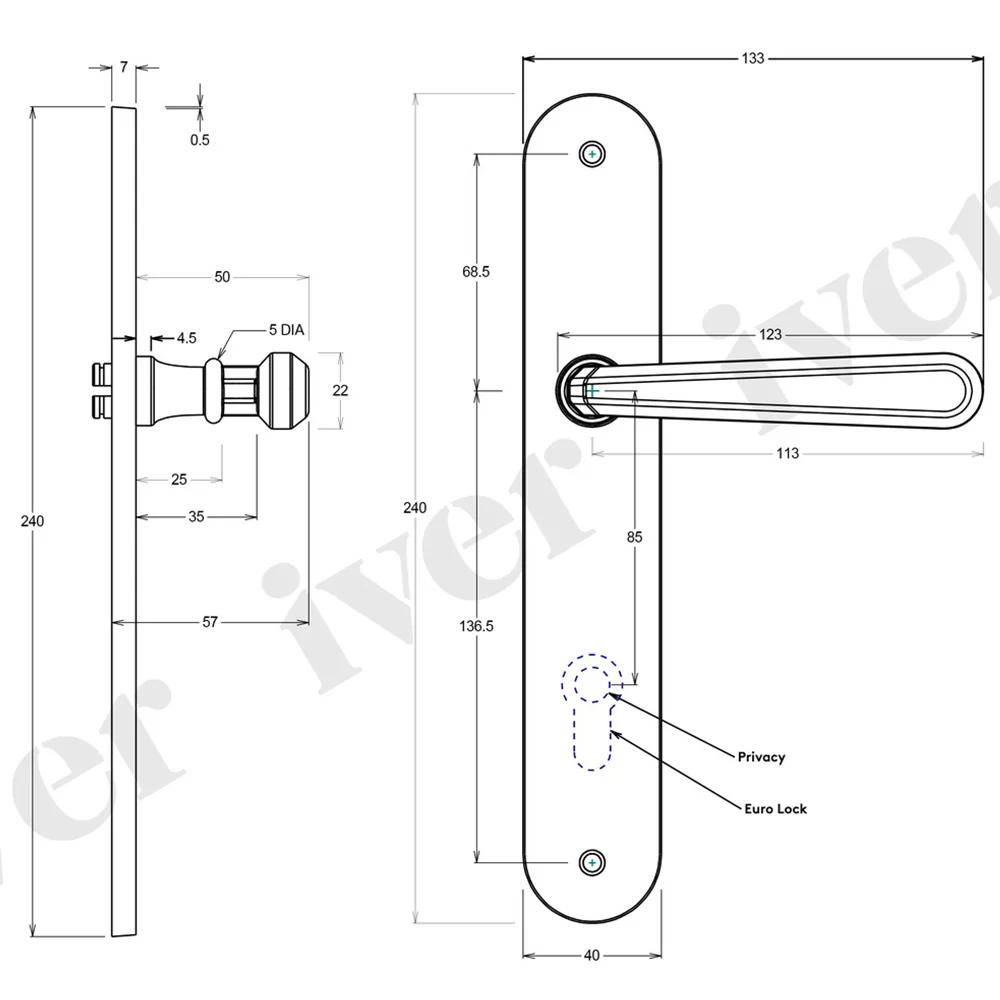 Iver Copenhagen Door Lever Handle on Oval Backplate Signature Brass - Image 3
