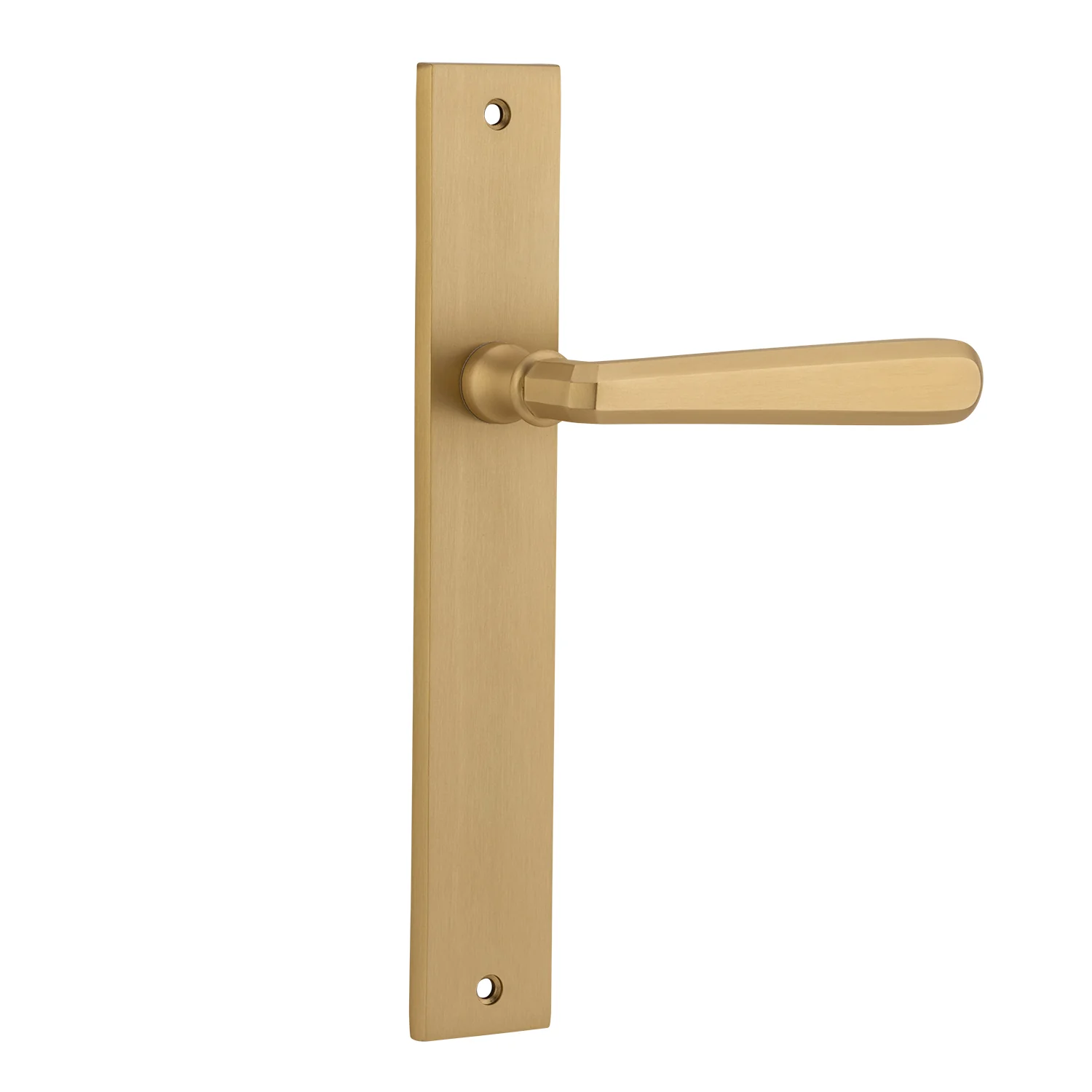 Iver Copenhagen Door Lever Handle on Rectangular Backplate Brushed Brass - Image 2