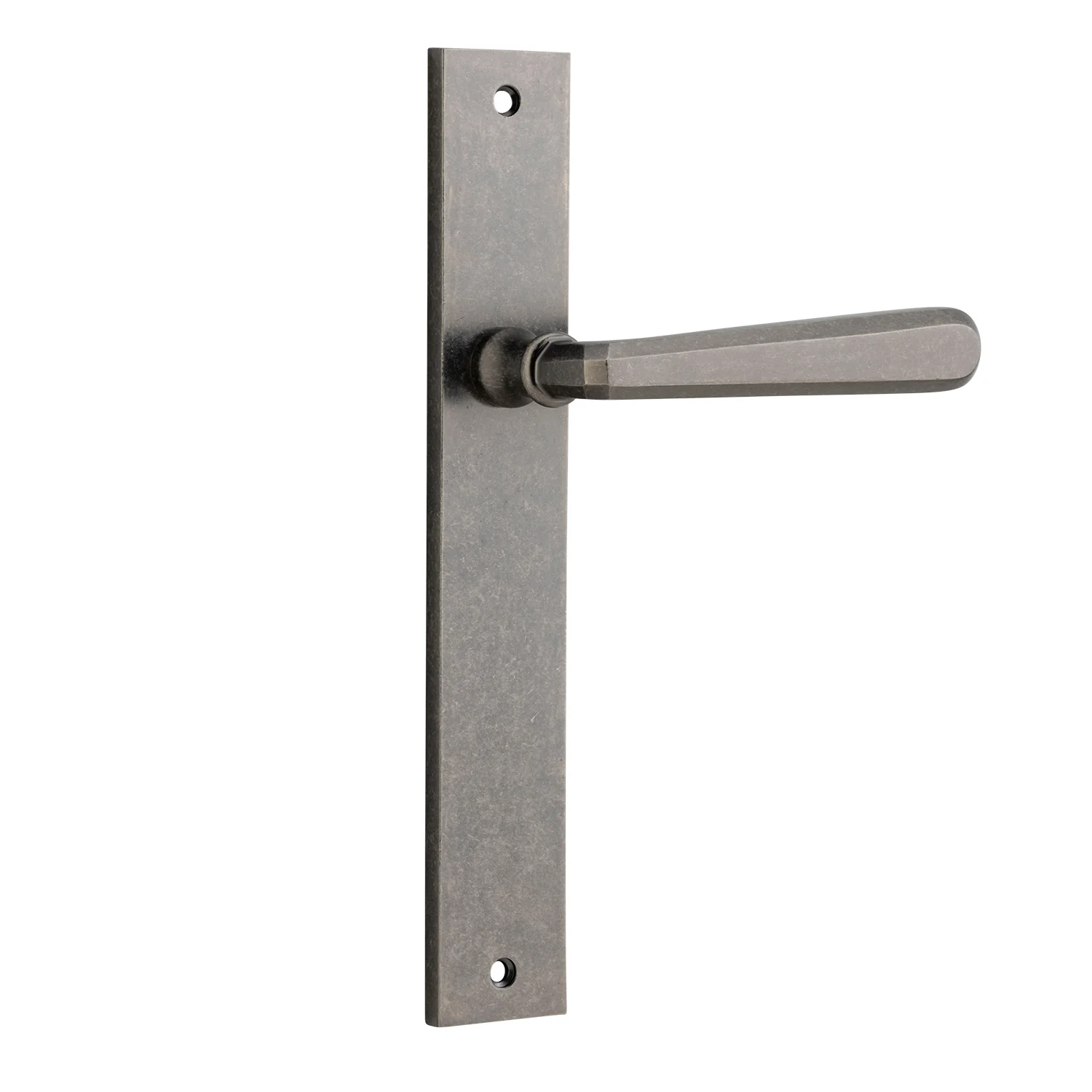 Iver Copenhagen Door Lever Handle on Rectangular Backplate Distressed Nickel - Image 4