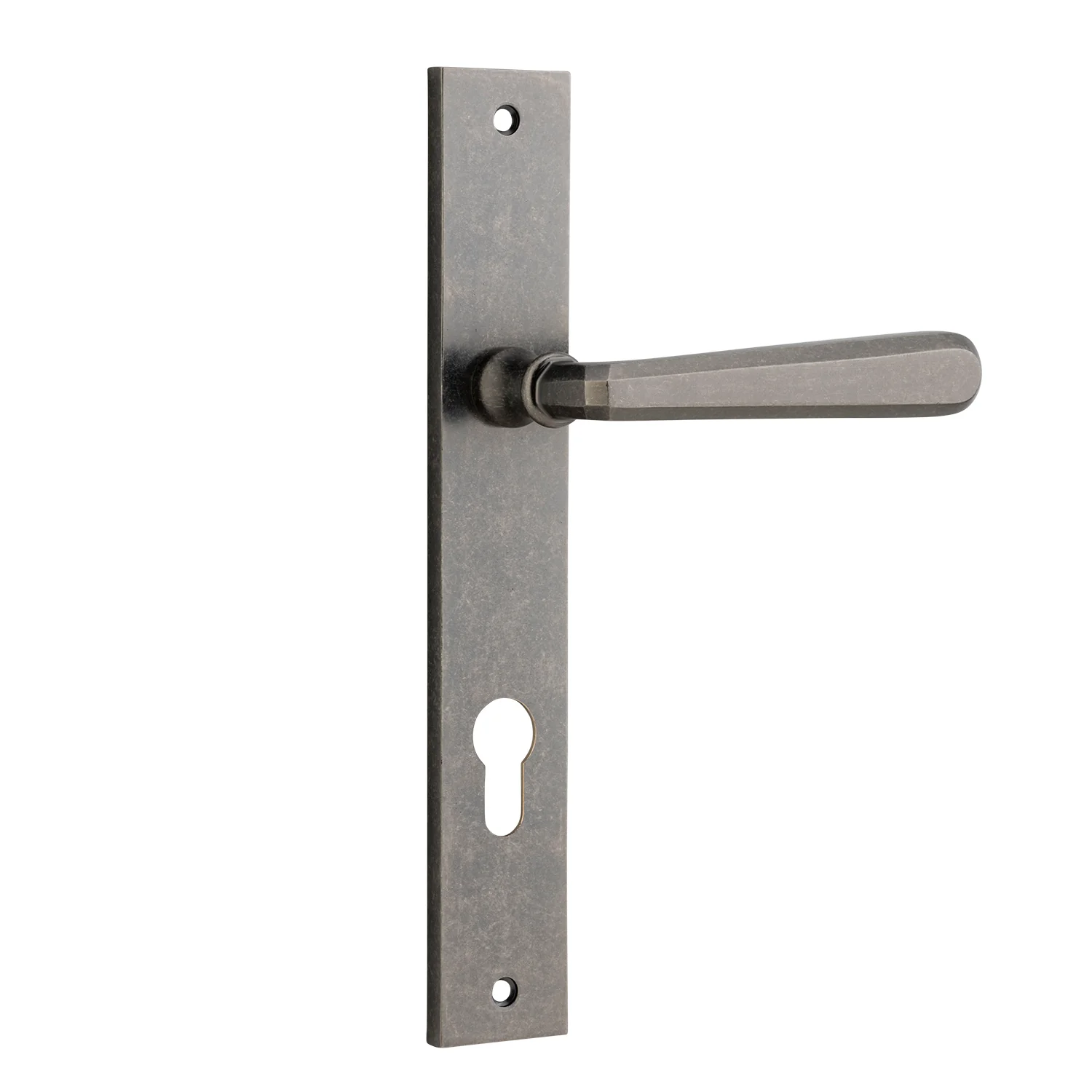 Iver Copenhagen Door Lever Handle on Rectangular Backplate Distressed Nickel - Image 5