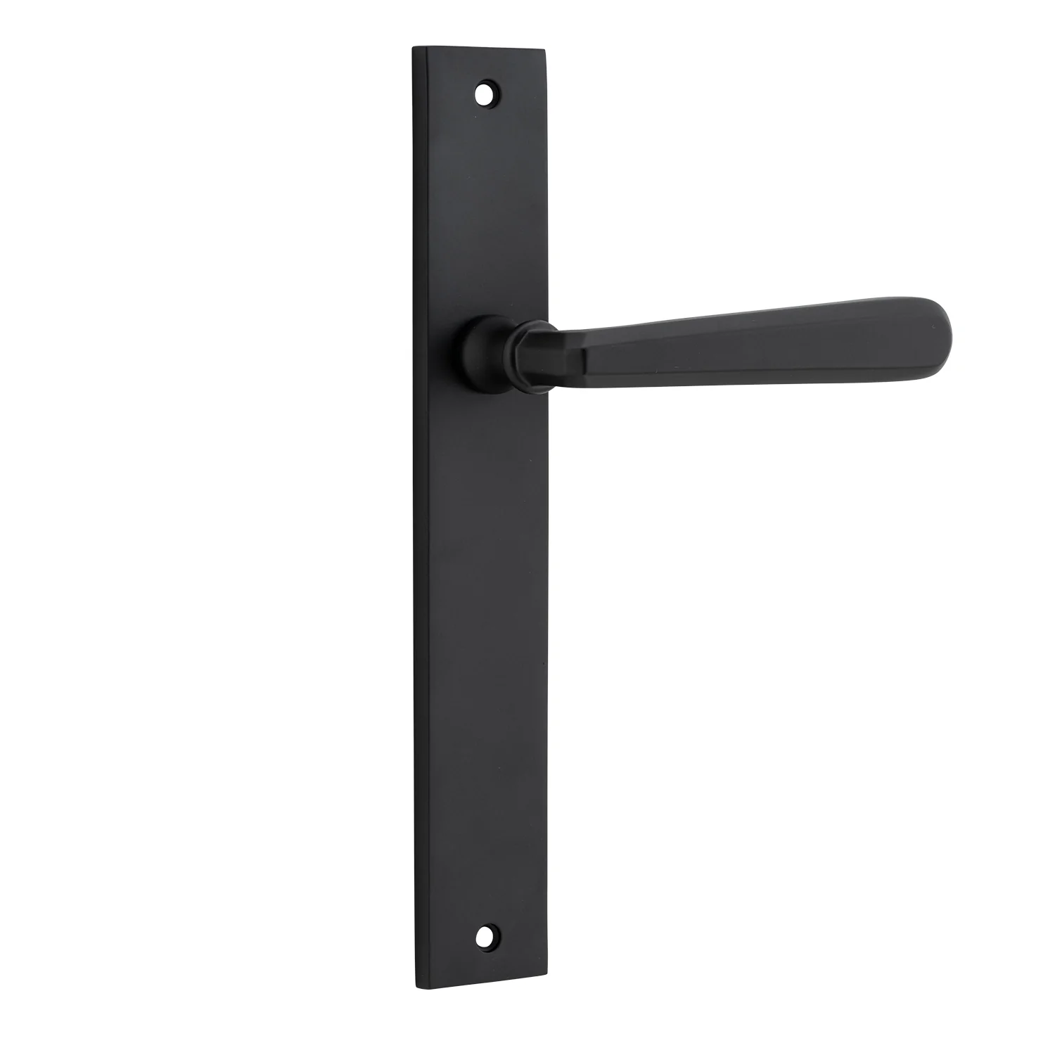 Iver Copenhagen Door Lever Handle on Rectangular Backplate Matt Black - Image 2