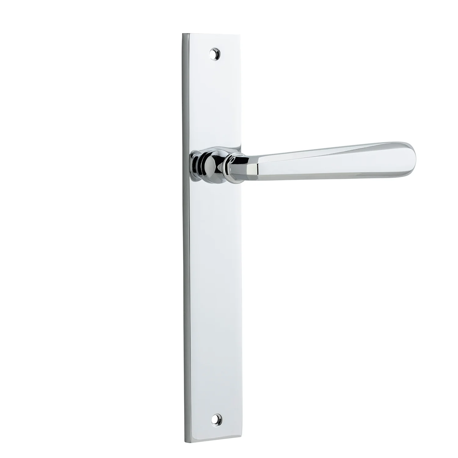 Iver Copenhagen Door Lever Handle on Rectangular Backplate Polished Chrome - Image 2