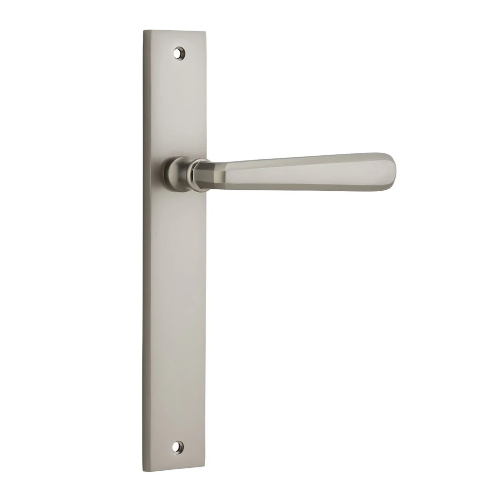 Iver Copenhagen Door Lever Handle on Rectangular Backplate Satin Nickel - Image 4