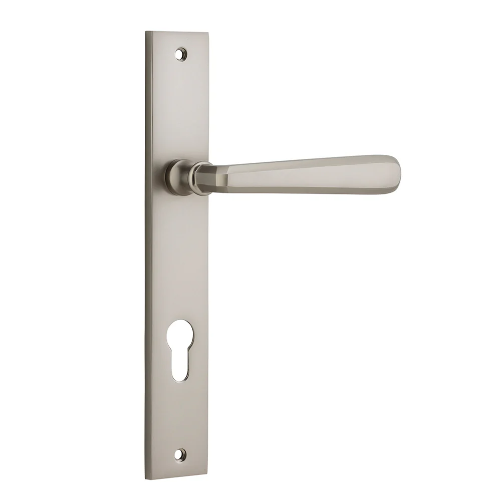 Iver Copenhagen Door Lever Handle on Rectangular Backplate Satin Nickel - Image 5