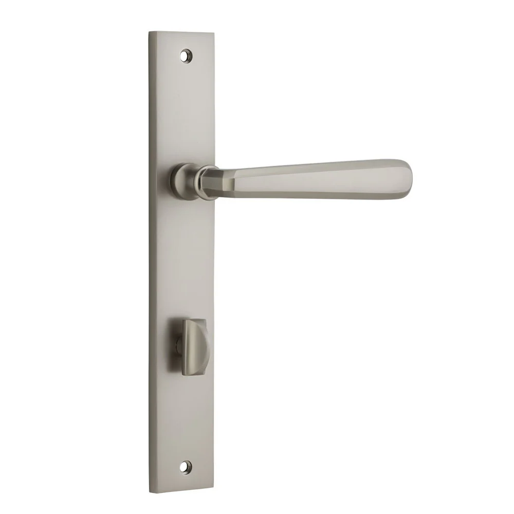 Iver Copenhagen Door Lever Handle on Rectangular Backplate Satin Nickel - Image 6