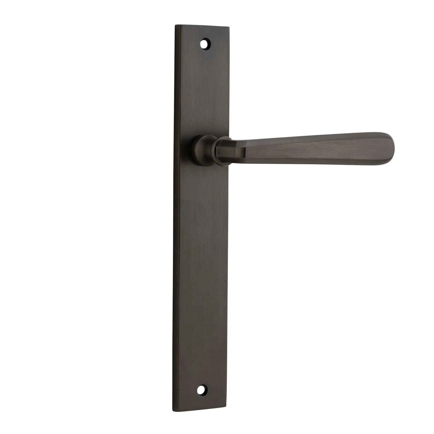 Iver Copenhagen Door Lever Handle on Rectangular Backplate Signature Brass - Image 2