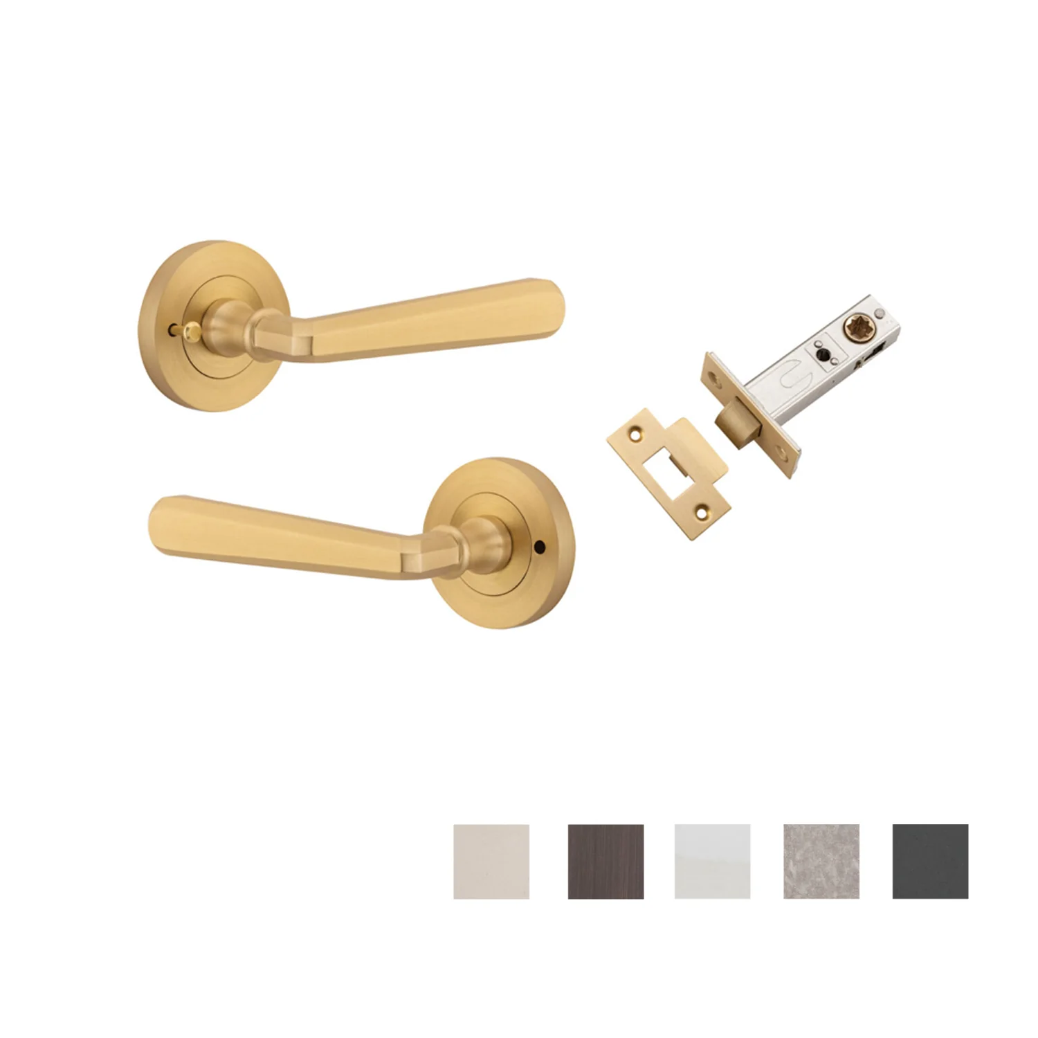 Iver Copenhagen Door Lever Handle on Round Rose Inbuilt Privacy