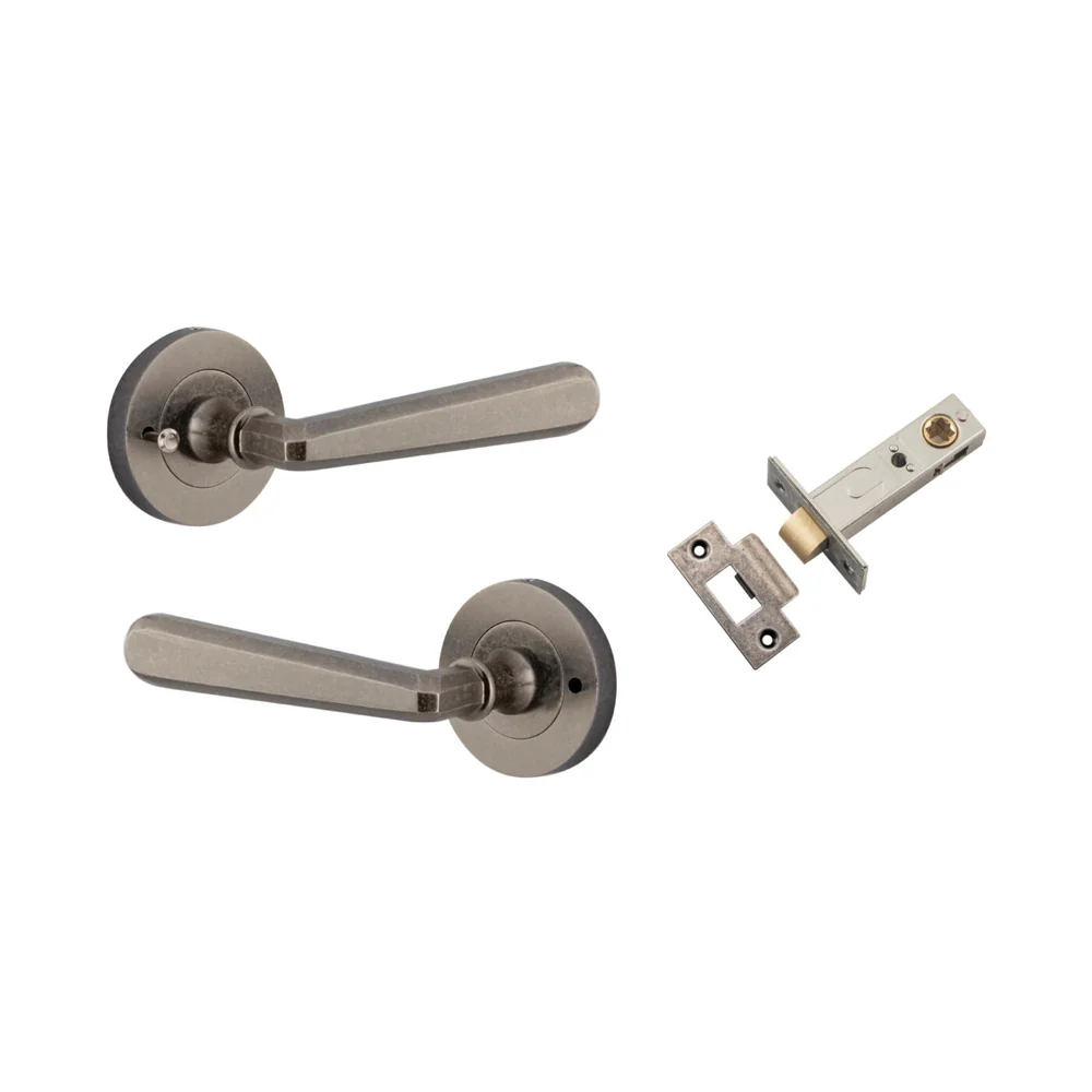 Iver Copenhagen Door Lever Handle on Round Rose Inbuilt Privacy - Image 7