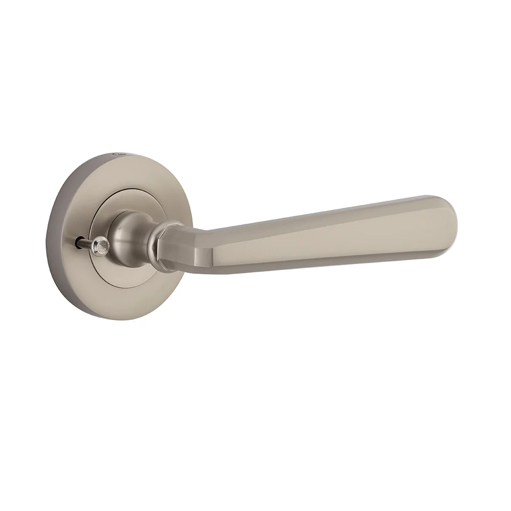Iver Copenhagen Door Lever Handle on Round Rose Inbuilt Privacy - Image 8