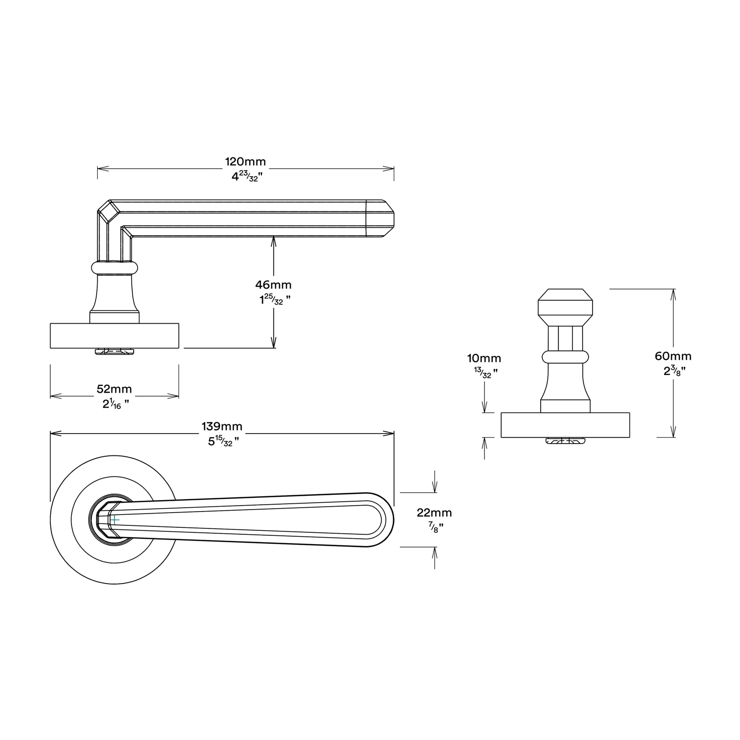 Iver Copenhagen Door Lever Handle on Round Rose Passage Kit - Available in Various Finishes - Image 3