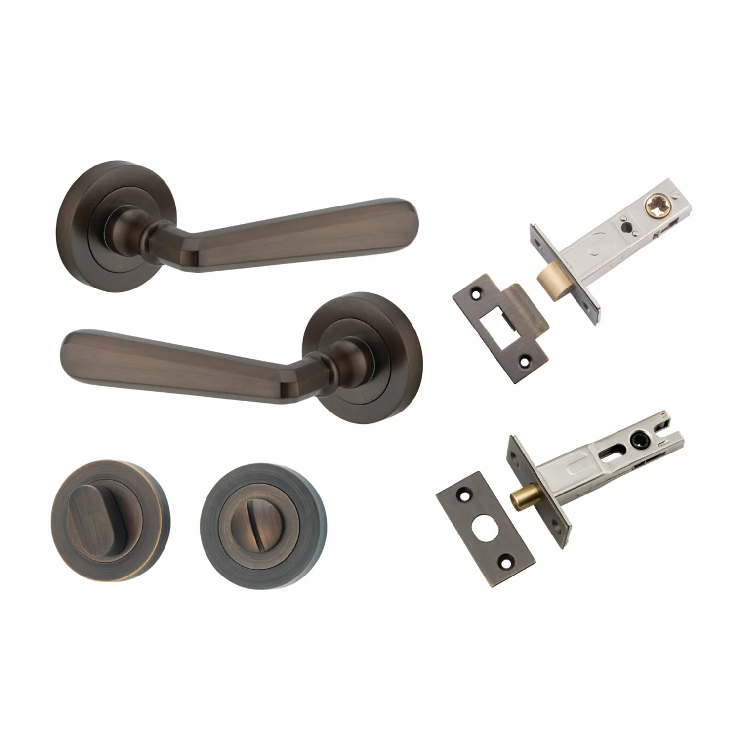 Iver Copenhagen Door Lever Handle on Round Rose Privacy Kit - Available in Various Finishes - Image 13