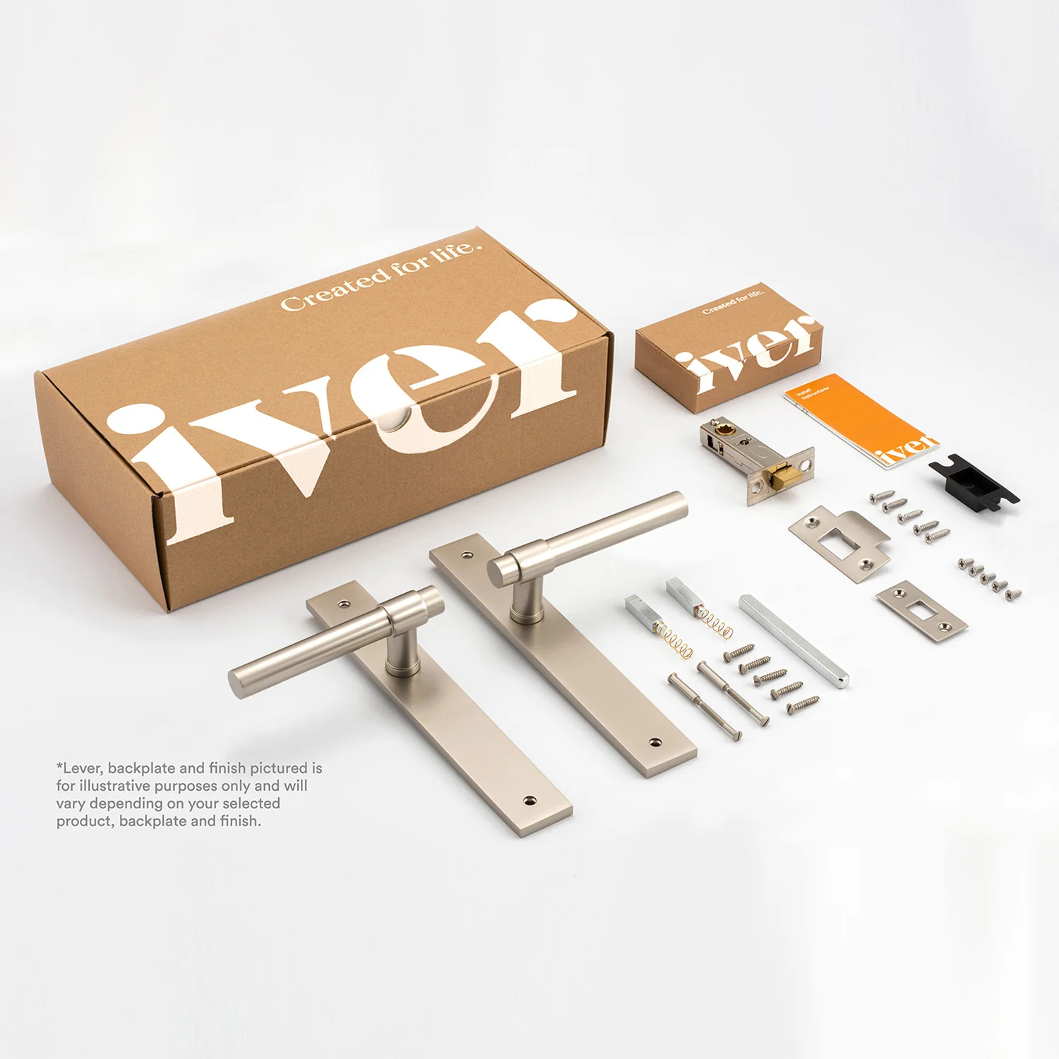 Iver Copenhagen Door Lever Handle on Shouldered Backplate Passage Kit - Image 2