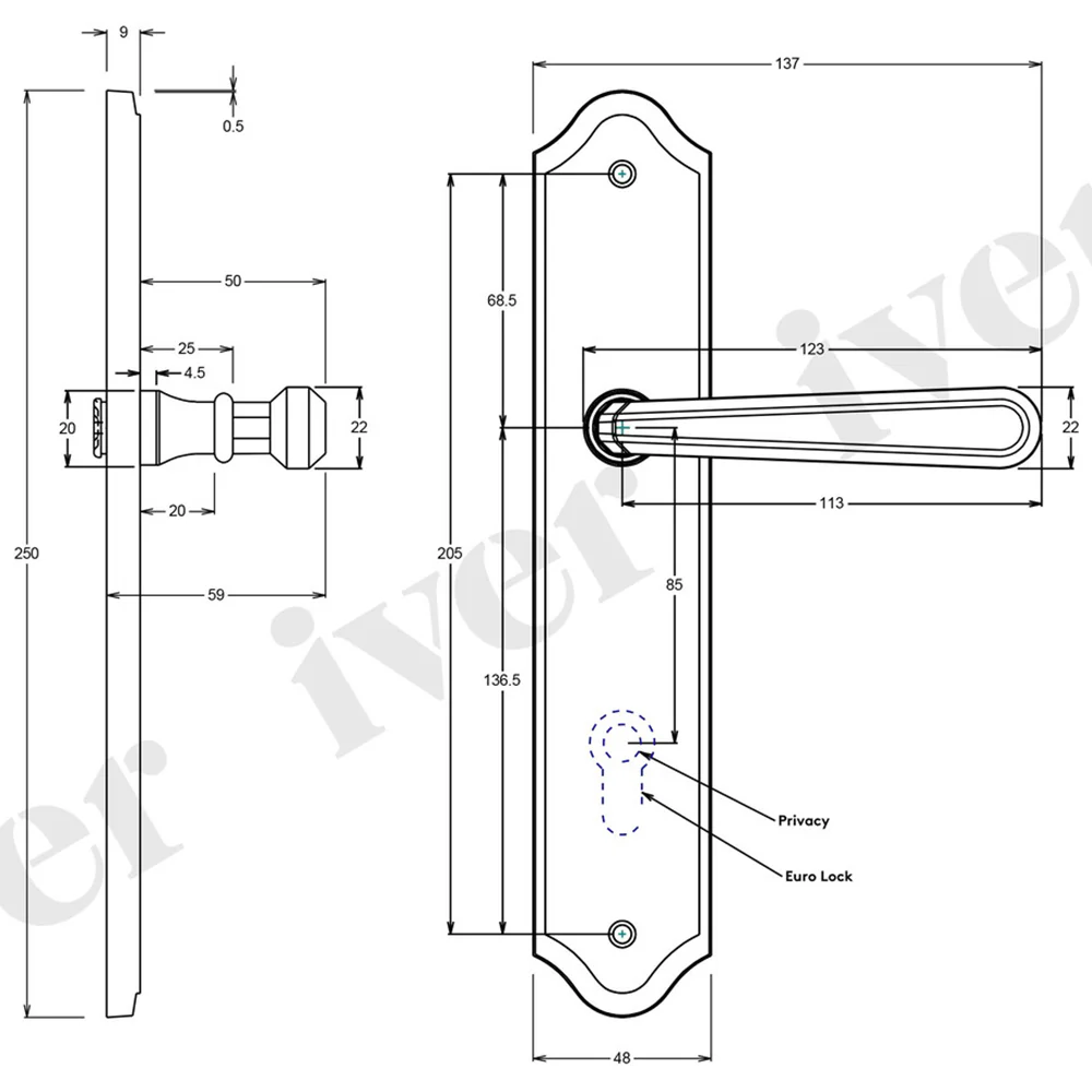 Iver Copenhagen Door Lever Handle on Shouldered Backplate Polished Chrome - Image 3