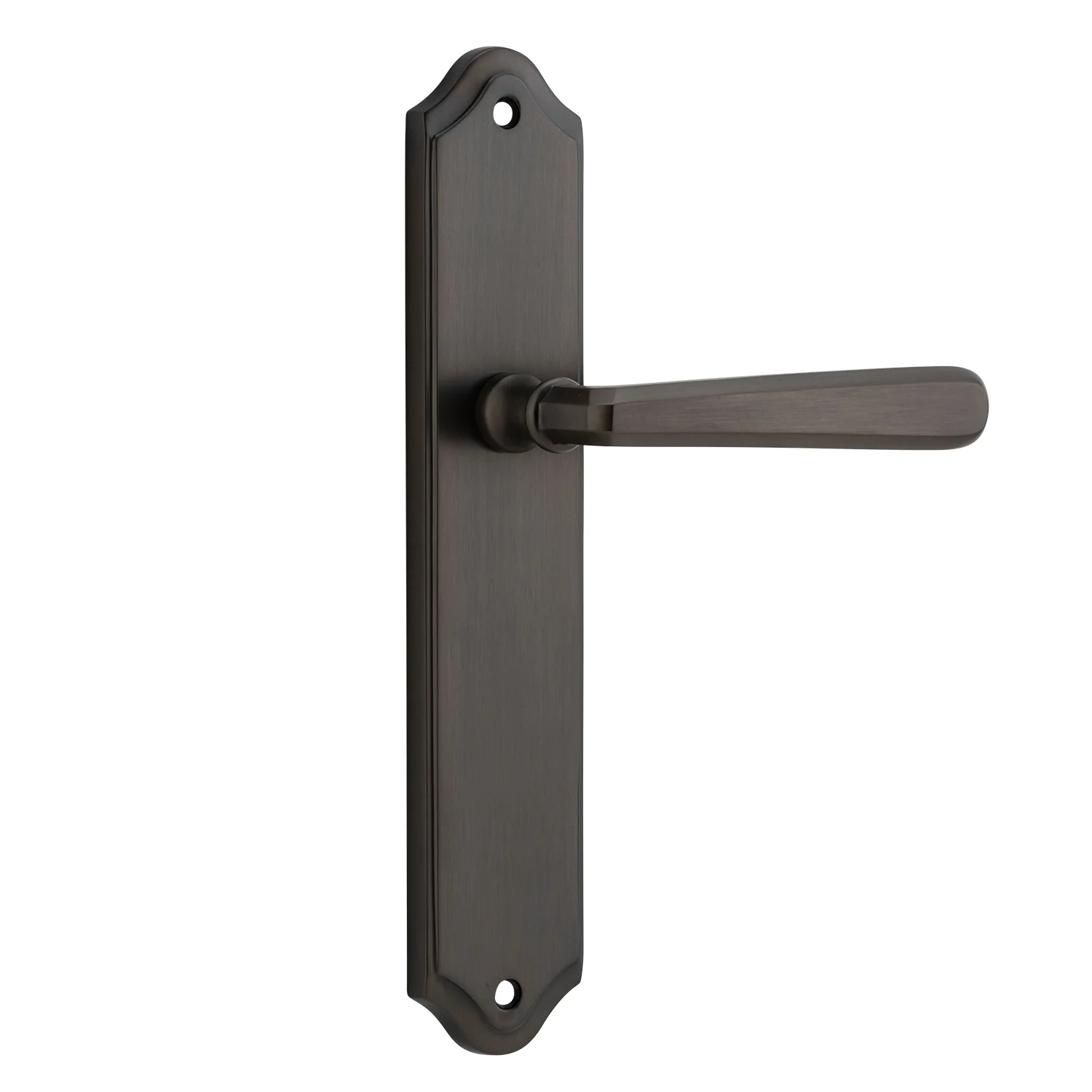 Iver Copenhagen Door Lever Handle on Shouldered Backplate Signature Brass - Image 4